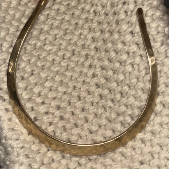 Vintage Gold Brass Hammered Collar Necklace Juju Vera Style - Picture 1 of 9